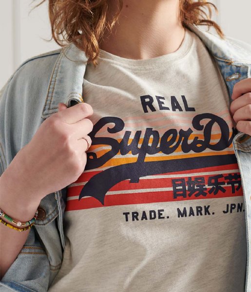 Superdry T shirt Vintage Retro Rainbow Tee Queen Marl (43D)