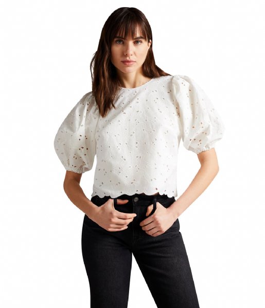 Ted Baker Top Inda Cropped Top Puff Sleeve White