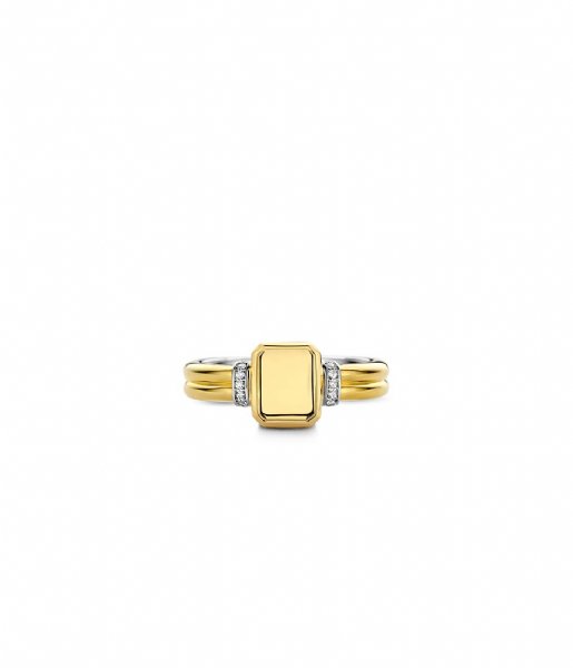 TI SENTO - Milano Ring 925 Sterling Zilveren Ring 12240 Zirconia white yellow gold plated (12240ZY)