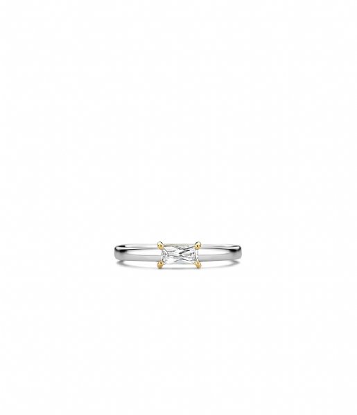 TI SENTO - Milano Ring 925 Sterling Zilveren Ring 12247 Zirconia white yellow gold plated (12247ZY)