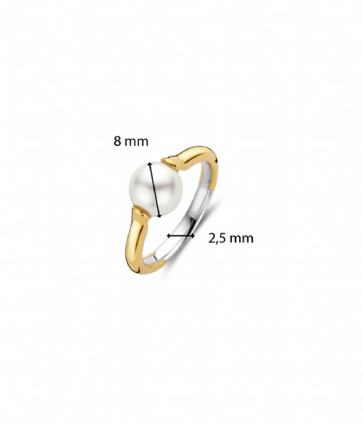 TI SENTO - Milano Ring Silver Gold Plated Ring 12290YP White (letter)