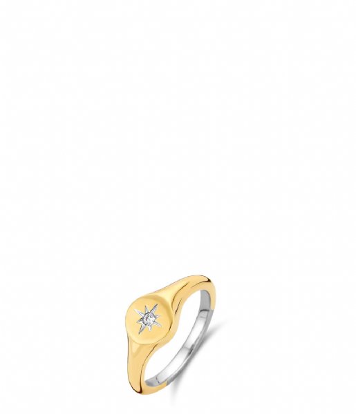 TI SENTO - Milano Ring 925 Sterling Zilver Ring 12199 Zirconia white yellow gold plated (12199ZY)