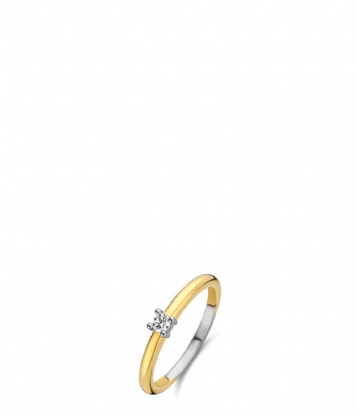 TI SENTO - Milano Ring 925 Sterling Zilver Ring 12211 Zirconia white yellow gold plated