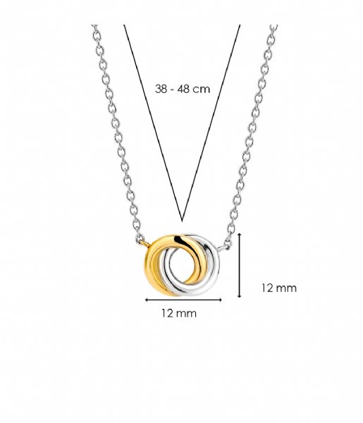 TI SENTO - Milano Necklace 925 Sterling Zilveren Ketting 3915 Zilver geelgoud verguld (3915SY)