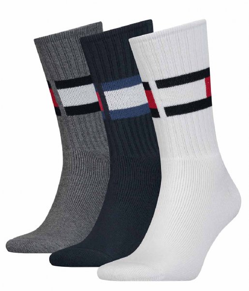 Tommy Hilfiger Sock Men Sock 3P Flag White/Navy/Grey (002)