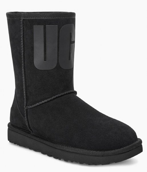 UGG Boots Classic short rubber logo Black