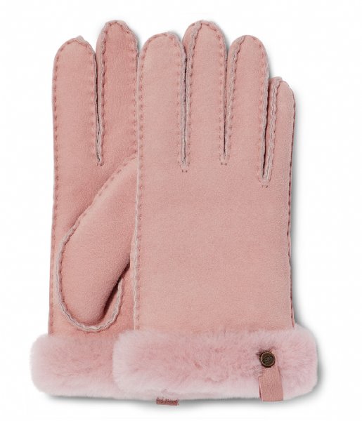 UGG  Shorty Glove W/ Leather Trim Pink Crystal