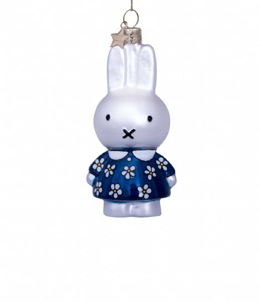 Vondels Christmas decoration Ornament glass Nijntje Miffy flower dress H11cm box Blue