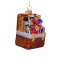 Vondels Christmas decoration Ornament glass hamper with gifts H11cm Brown