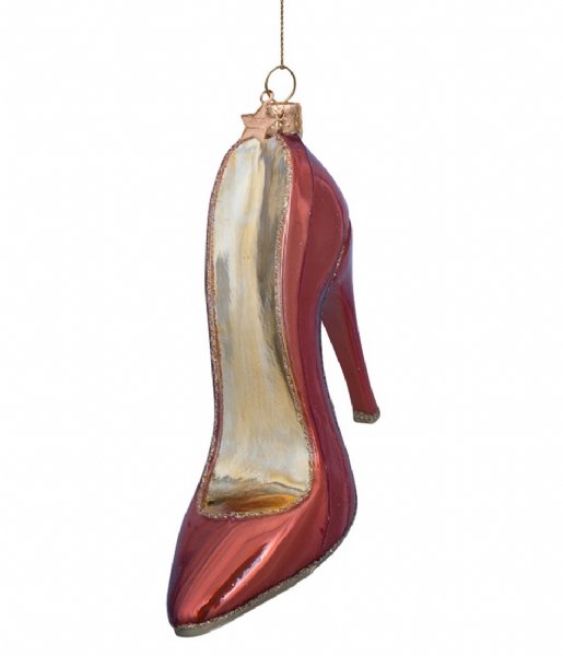 Vondels Christmas decoration Ornament Glass Mid Brown Opal High Heel Shoe 9cm Brown
