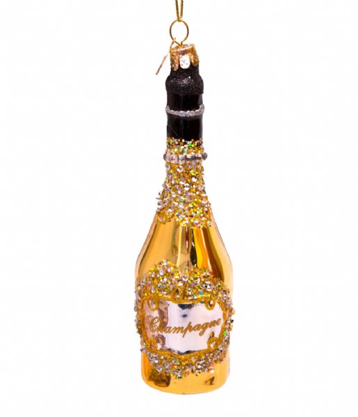 Vondels Christmas decoration Ornament glass gold champagne bottle gold colored champagne