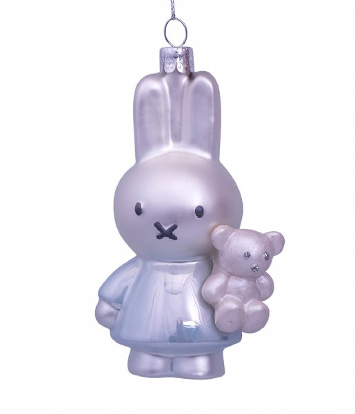 Vondels Christmas decoration Ornament Glass Nijntje Miffy Baby Blue With Bear 11 cm Baby Blue
