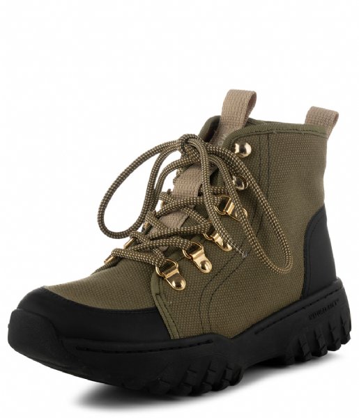Woden Lace-up boot Amanda Recycled Dark Olive (295)