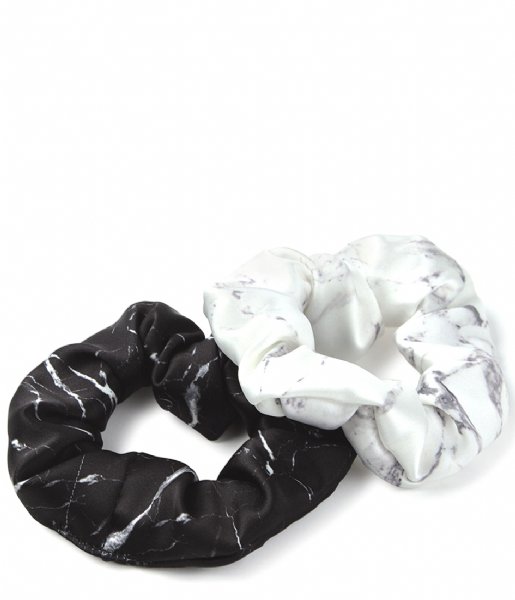 Wouf  White Marble & Black Marble Scrunchies White