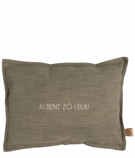 Zusss Decorative pillow Kussen Jij Bent Zo Leuk 35X25cm Olijfgroen (4500)