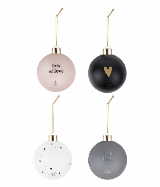 Zusss Decorative object Doosje Met 4 Kerstballen Antracietgrijs (7004)